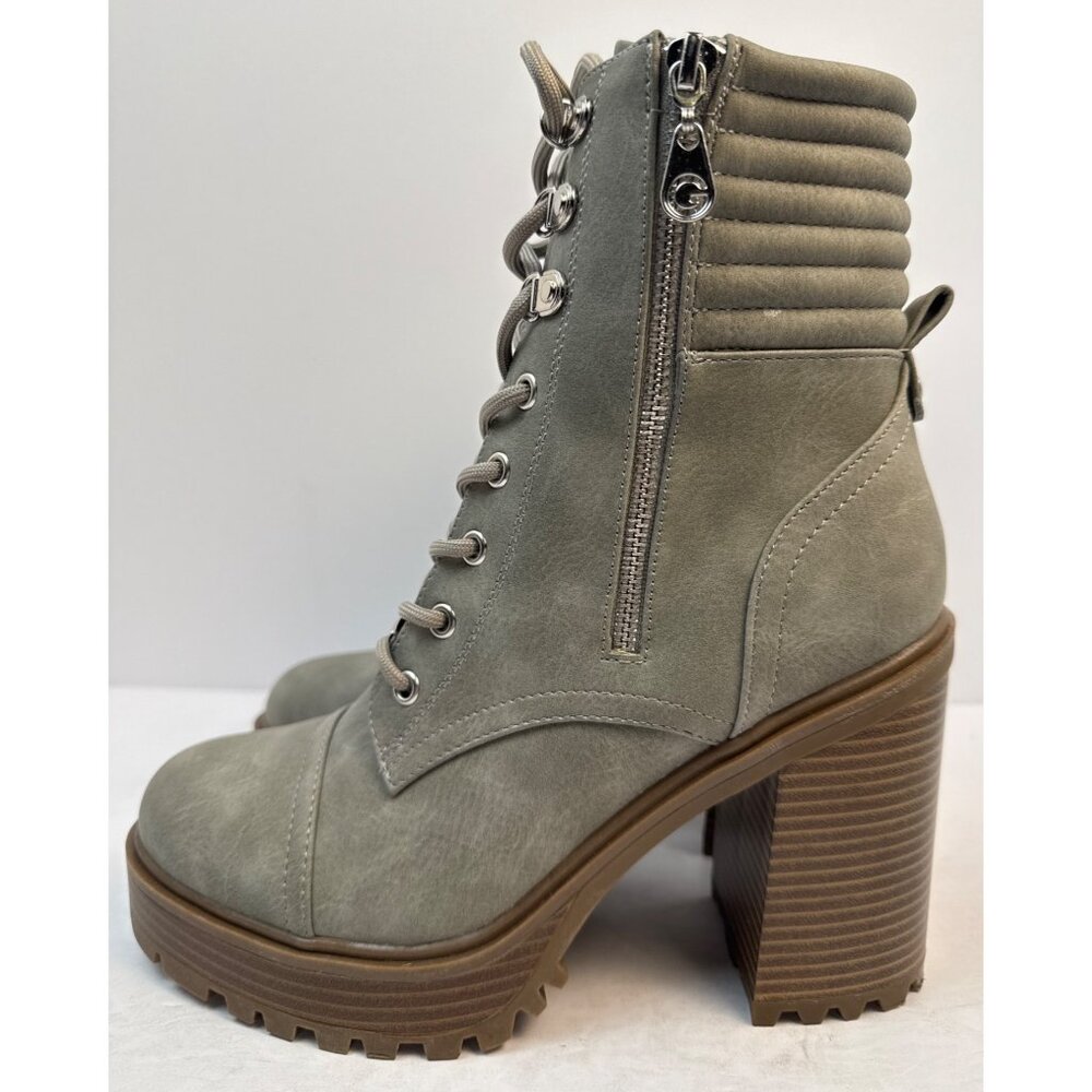 G by Guess Siana Combat Boot Womens 9 Green Heeled Lug Sole Hiker Bootie GBG - Picture 4 of 9